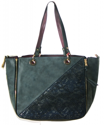 Reversible Tote Faux Leather Animal Skin Handbag SJ-2529 39068 Blue